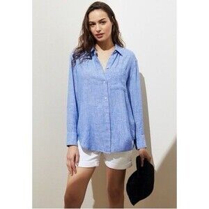 C&C California Women's 100% Linen Long Sleeve Button Down Collar Shirt 3X